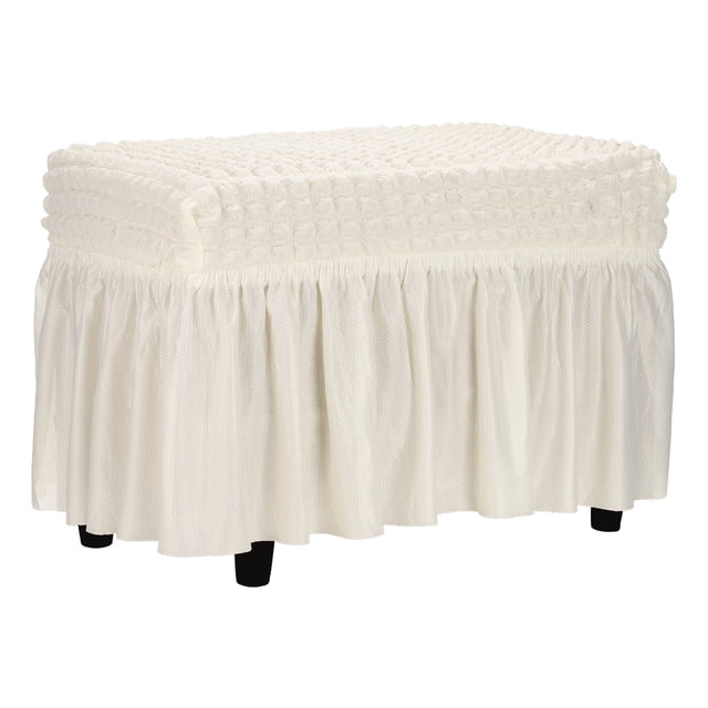 Funda de otomana de burbujas con falda para longitudes de 60-100cm/24"-39" Crema