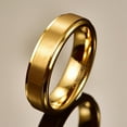 thumbnail image 4 of 6mm Gold Plated Tungsten Carbide Wedding Rings for Men Women Brushed Finished Polished Step Edges Size 6 - 12, 4 of 5