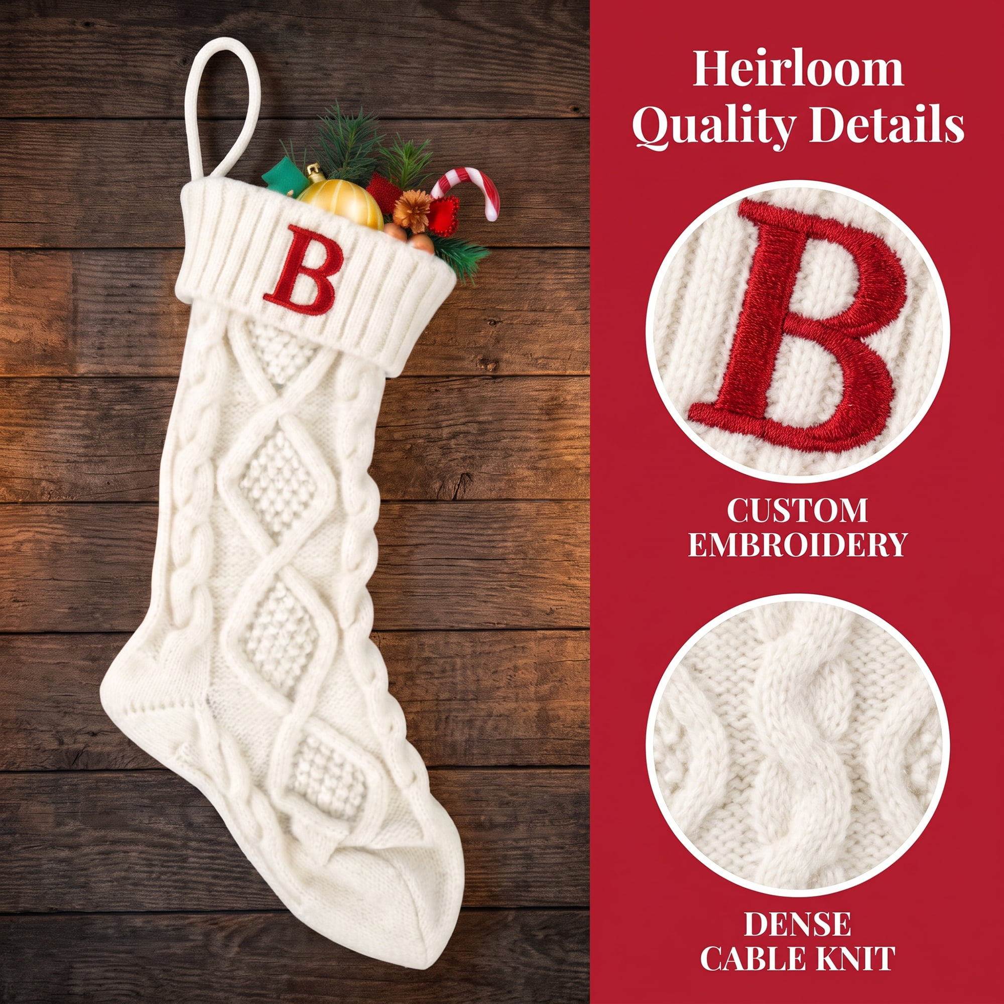 Unique Bargains Canine Bone Christmas Stocking Luxury Puppy Holiday Keepsake Sack Letter B 17"