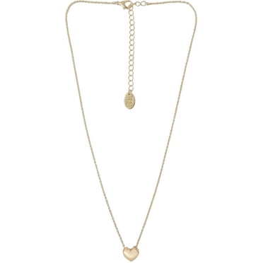 Time and Tru Women's Gold Tone Heart Pendant Necklace 18" with Extender