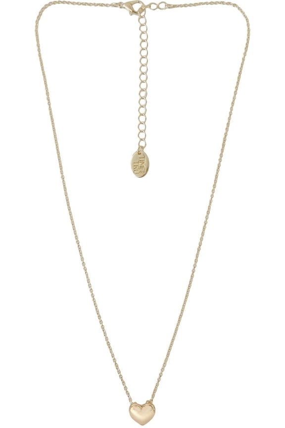 Women's Gold Tone Heart Pendant Necklace 18" with Extender