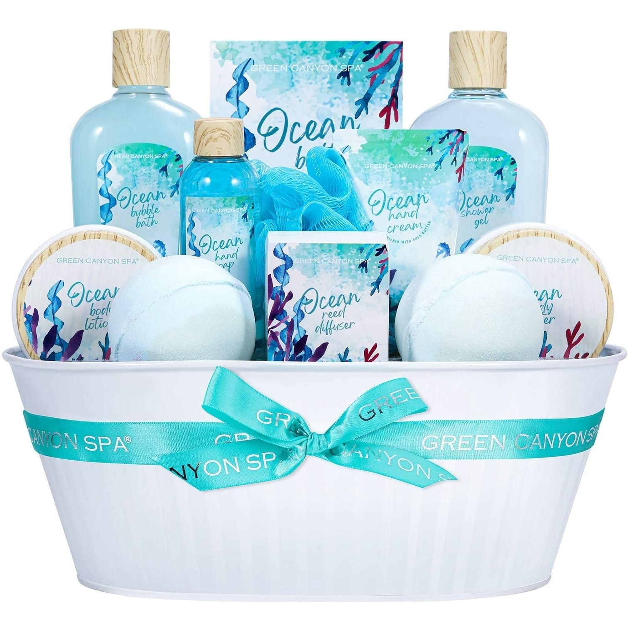 Bath Gift Baskets for Women - 12 Pcs Ocean Spa Gift Sets, Luxury Beauty Birthday Gifts for Her Home Spa Self Care Pampering