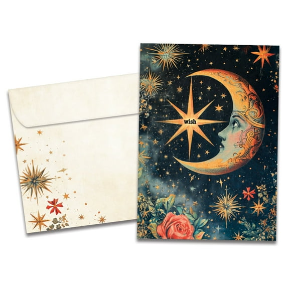 Tree-Free Greetings Birthday Greeting Card, 5 x 7, Crescent Moon Wish (GO69869)