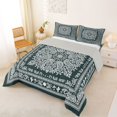 thumbnail image 2 of jejeloiu Moody Vintage Floral Queen Comforter Set For Men Women,Boho Print Comforter Sets Queen,Teal White,Light Gray Reversible,3 Pieces,1 Comforter and 2 Pillowcases, 2 of 7