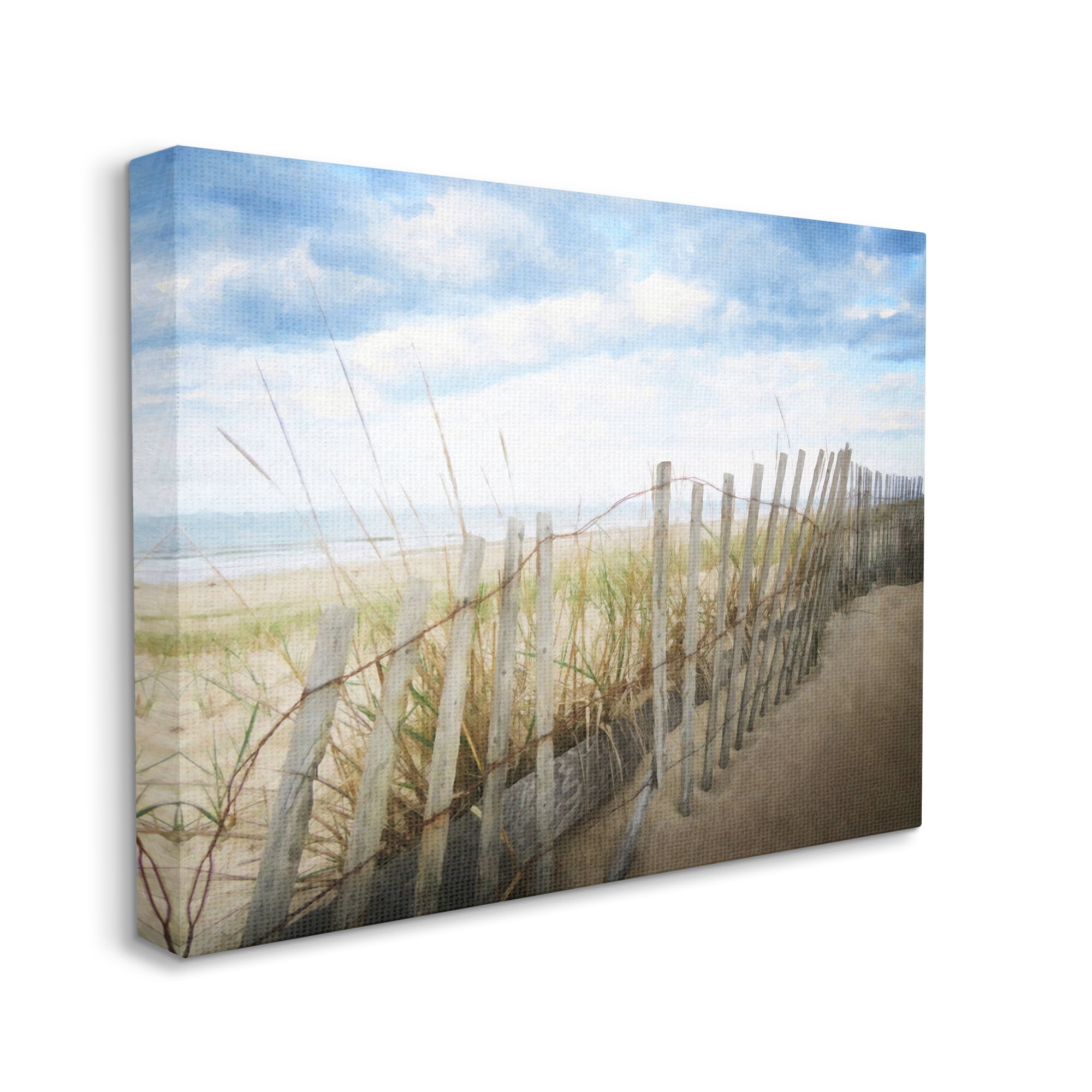 Stupell Industries Seaside Boardwalk Ocean Sand Fence Beach Grass Graphic Art Gallery Wrapped Canvas Print Wall Art, Design by Graffitee Studios