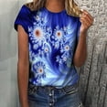 thumbnail image 1 of Aqestyerly T-Shirt à Manches Courtes Col Rond Imprimé Ombré pour Femmes - Hauts Mode Décontracté Blouse Ample Dégradé de Pierre T-Shirt Col Rond Blouse Imprimée, 1 of 6
