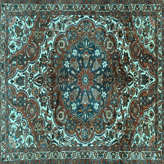 Ahgly Company Indoor Square Persian Light Blue Traditional Area Rugs, 7' Square