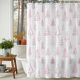 thumbnail image 3 of Shower Curtain 72"W x 78"L Winter Simple Pink Christmas Tree Fabric Shower Curtains Set with Hooks Water Repellent Bathroom Curtains Machine Washable Bathroom Accessories, 3 of 9