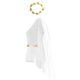 thumbnail image 4 of Alvivi Mens One Shoulder Ancient Roman Greek Toga Skirted Bodysuit with Gold Leaves Garland Headwear White 3XL, 4 of 7