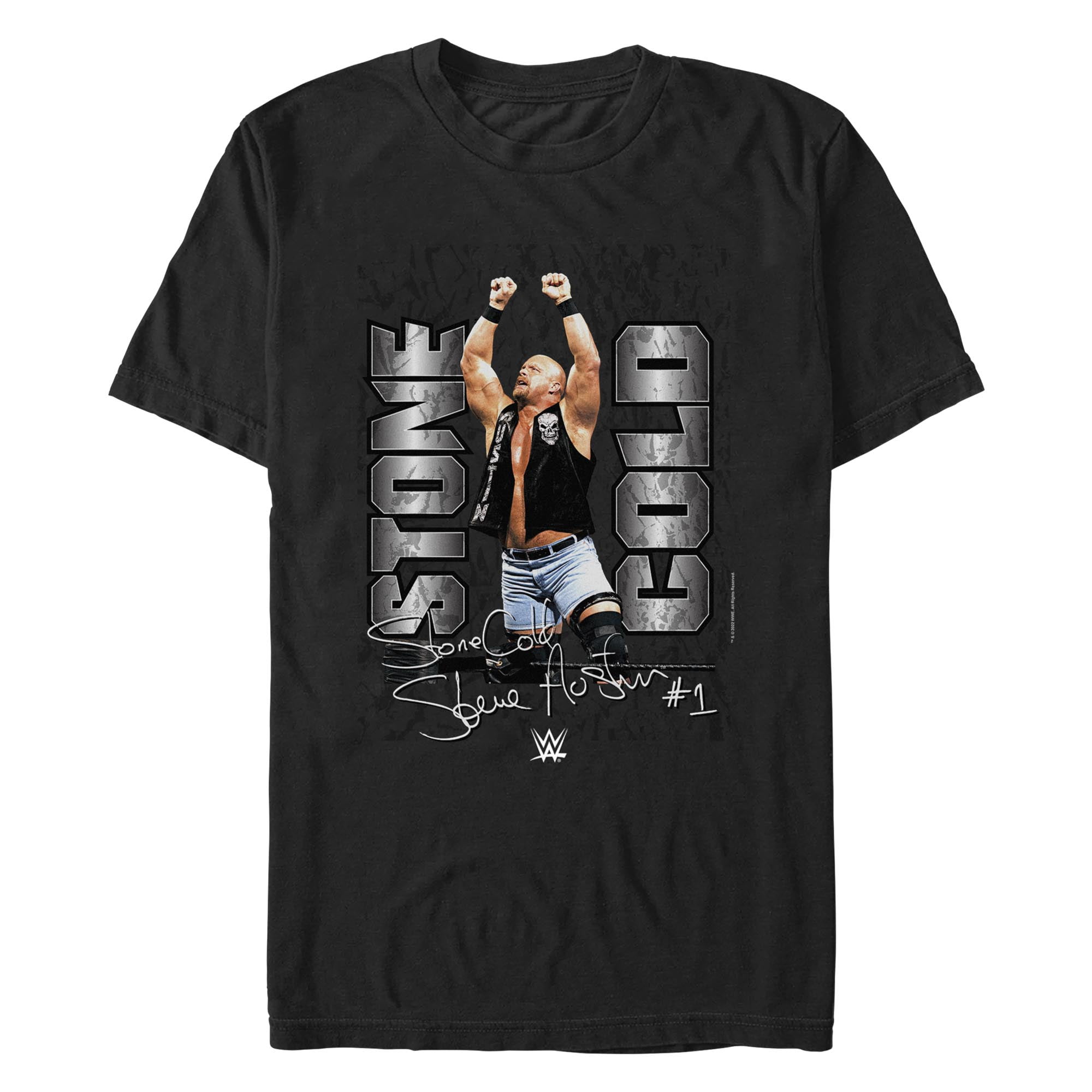Men's WWE Stone Cold Steve Austin Silver Logo Graphic Tee Black