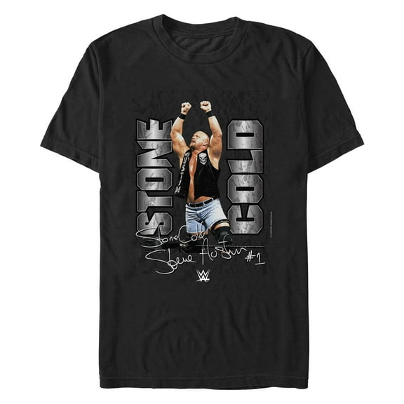 Men's WWE Stone Cold Steve Austin Signature Photo Graphic Tee Black X Large