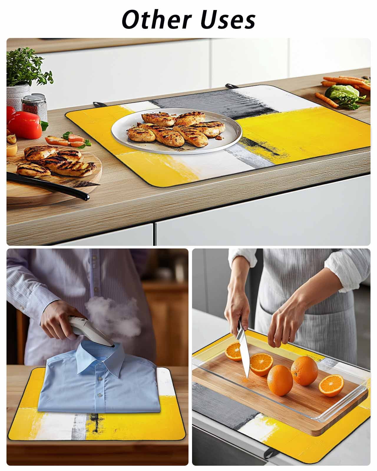 Stove Top Covers for Electric Stove, Oil Painting Yellow Grey Glass Stovetop Cover Protector, Abstract Modern Street Grunge Art Induction Cooktop Protector Oven Mat for Kitchen Countertop 24"x21"