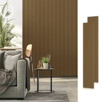 NimbleRest 2Pcs Acoustic Wood Slat Wall Panels 106"x20.5" Soundproof 3D Fluted Decorative Panels, Classic Oak