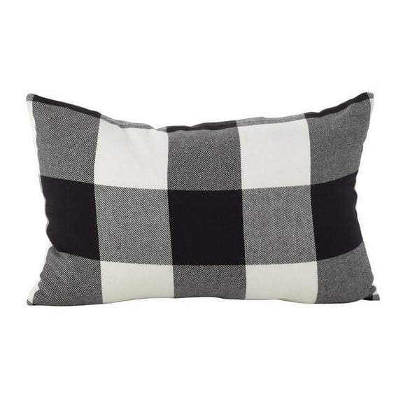 Saro Lifestyle 9025P.BK1320BP 13 x 20 in. Buffalo Check Plaid Design Cotton Poly Filled Throw Pillow, Black