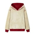 thumbnail image 5 of JWZUY Women's Sherpa Lined Hoodies Warm Fleece Hooded Sweatshirt Casual Thermal Hoodie with Pocket for Winter Wine L, 5 of 6