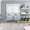 thumbnail image 6 of 3PCS Kitchen Curtains Valance and Tiers Set Semi Sheer Kitchen Curtain Valance Window Retro Summer Ocean Turtle Coral Jellyfish Blue Tier & Valance Set Rod Pocket Valance Curtains, 54"x18"/27.5"x36"x2, 6 of 6