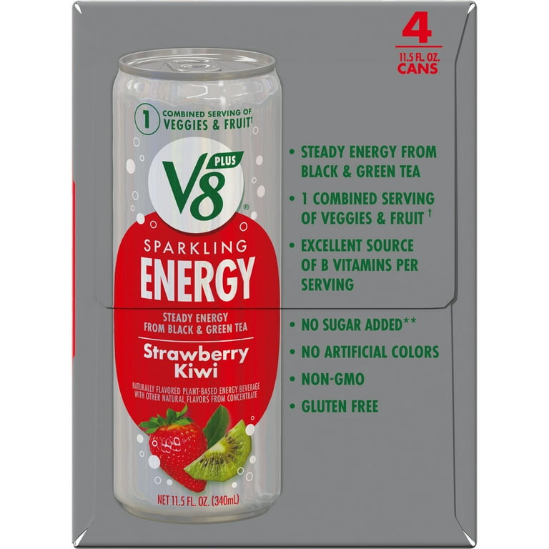 V8 +Energy Sparkling Strawberry Kiwi Juice Energy Drink, 11.5 fl