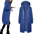thumbnail image 7 of Women Casual Zip up Polyester Hoodies, Long Hoodie Tunic Jackets Long Sleeve Sweater Dress with Side Pockets Royal Blue XL, 7 of 7