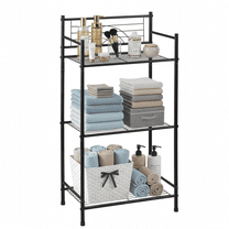 OUTMASTER 3-Tier Bathroom Shelf, Narrow Metal Floor Storage Stand for Bathroom & Kitchen