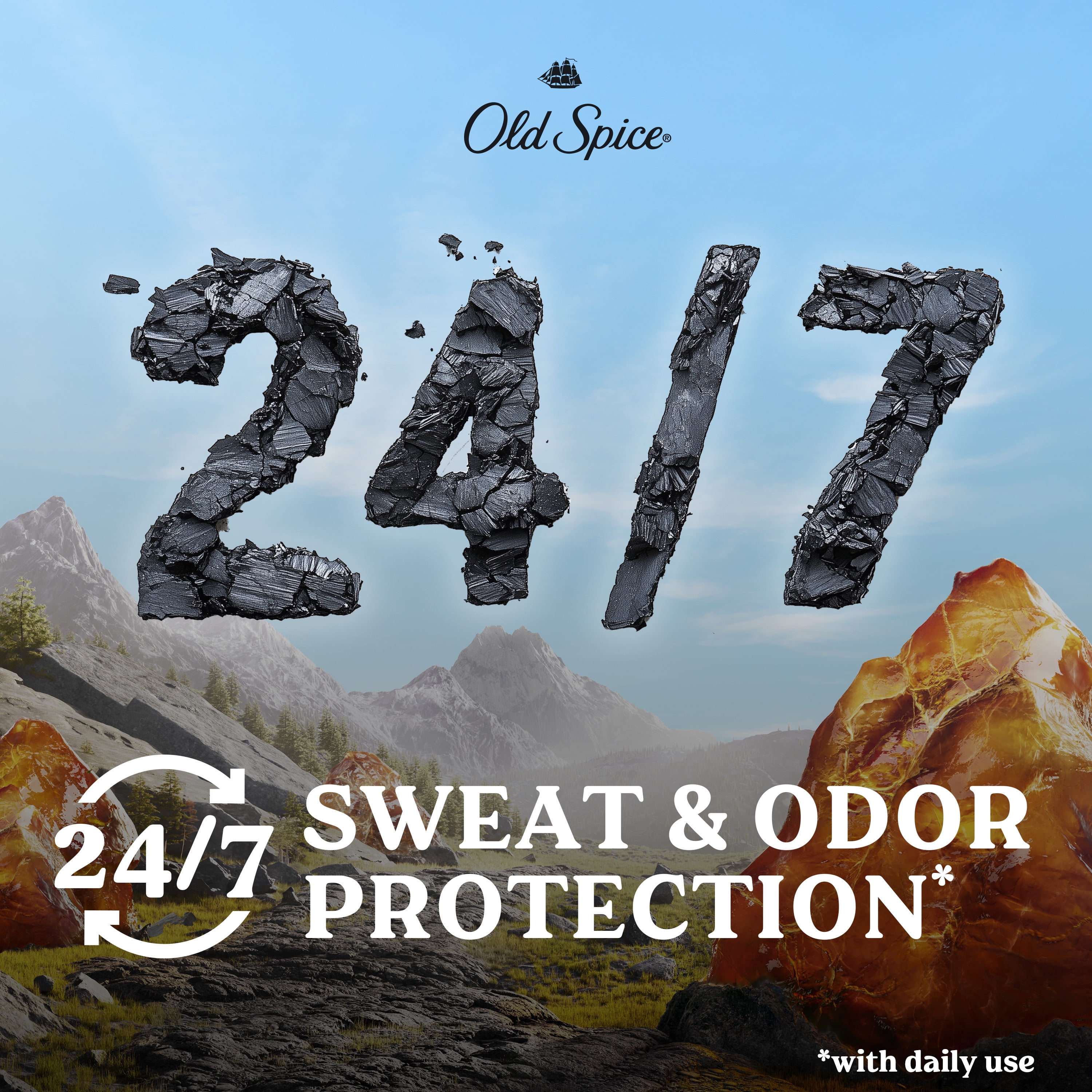 (3 pack) Old Spice Antiperspirant Deodorant for Men, Invisible Solid Stick, Volcano with Charcoal, 2.6 oz