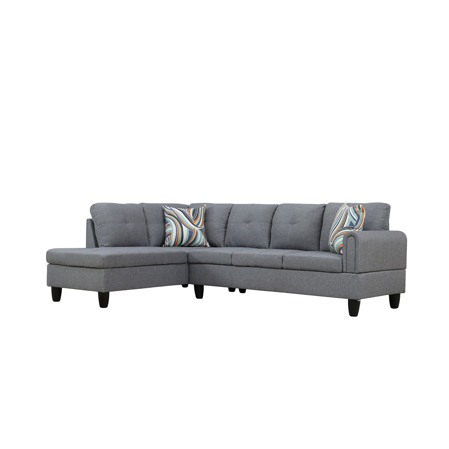 Hommoo Modern 4-seat Linen Living Room Furniture Sets Sectional Couches and Sofas, L Shaped Sectional Couch Sofa, Gray(No Ottoman)