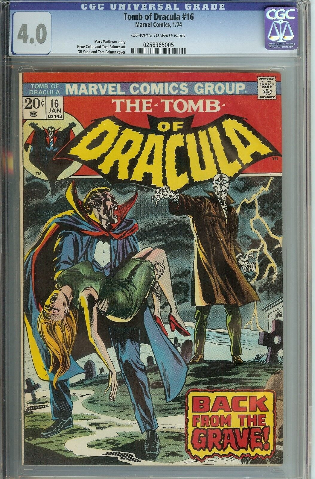 Tomb of Dracula #16 CGC 4.0