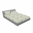 thumbnail image 3 of Ambesonne Floral Fitted Sheet & Pillow Sham Set, Blooming Spring Nature Theme, Twin, Charcoal Grey Pale Green, 3 of 3