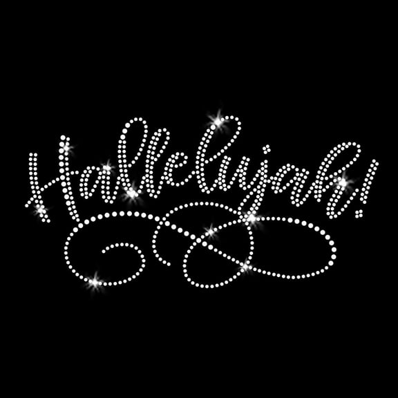 Hallelujah Flourish Iron-on Clear Rhinestone Transfers by JCS Rhinestones