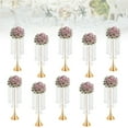 thumbnail image 5 of Miumaeov 10 PCS 21.9in Wedding Metal Vase, Wedding Table Centerpieces, Luxurious Crystal Flowers Vases for Wedding Party Dinner Event Hotel/Home Decor (Gold), 5 of 14