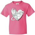 thumbnail image 3 of Inktastic Lung Cancer Awareness White Ribbon Around Heart Youth T-Shirt, 3 of 5