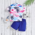thumbnail image 3 of LAPAKIDS Toddler Kids Boy Summer Clothes 6-7 T Hawaiian Summer Short Sleeve Button Down Shirt Top Shorts Outfits Set, 3 of 7
