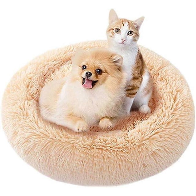 Cama para perros pequeños, cálida y redonda de felpa de 50 cm para perros medianos y pequeños, que mejora el sueño y mantiene el calor.
