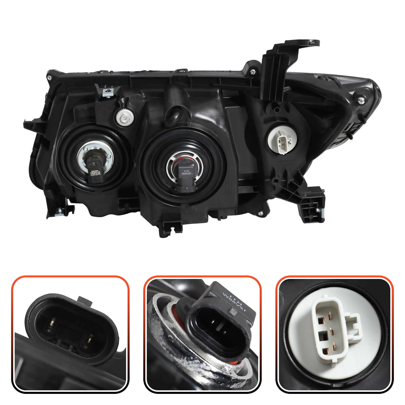 HOUGEET Full Black Headlight Assembly Fit for 2011-2017 Honda Odyssey, Headlamp Right – Direct Replacement Headlights Headlamps for Odyssey(Black,Passenger Side)