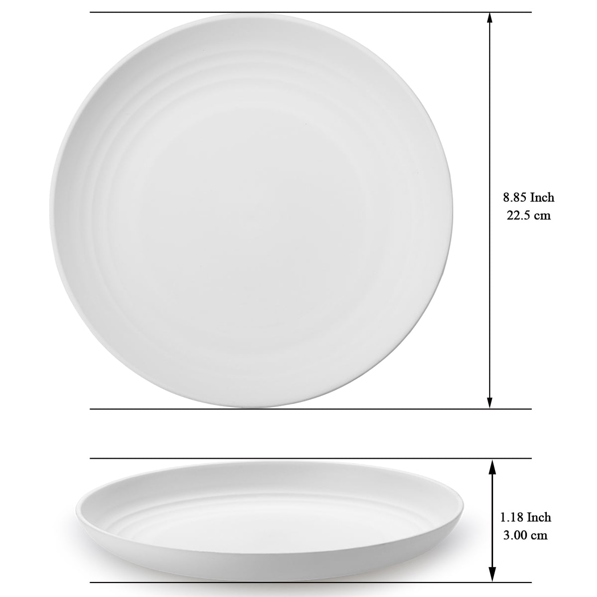 ReaNea 9" White Plastic Plates 12 Pieces, Unbreakable and Reusable Large Deep Dinner Plates, Light Weight Easy to Carry for Camping,Travel, Pinic