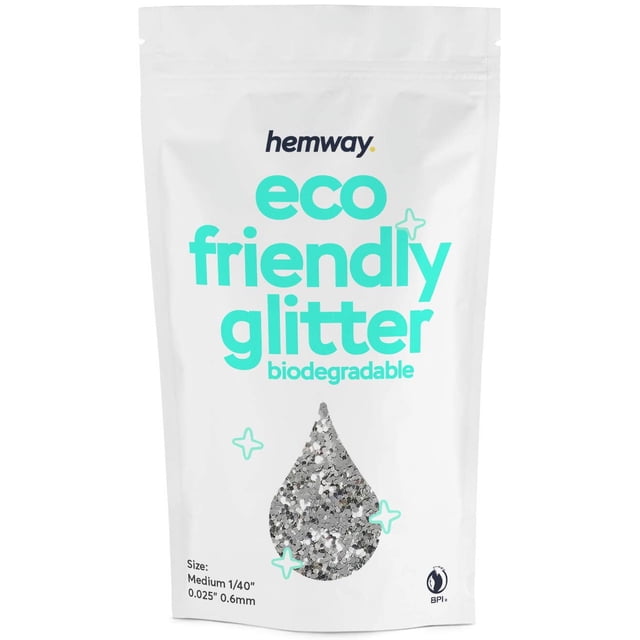 Hemway Brillo Biodegradable Respetuoso con el Medio Ambiente - 100 g/3.5 oz Bio Cosmético Brillo Vegano para Cara Sombra de Ojos Cuerpo Cabello Festival Maquillaje Artesanía - Grueso (1/40"" 0.025""