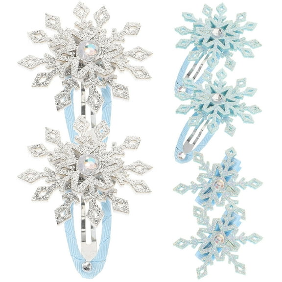COMPUKAS 6Pcs Cute Hair Accessories Snowflakes Hair Clip for Girls Rhinestone Decorative Clips