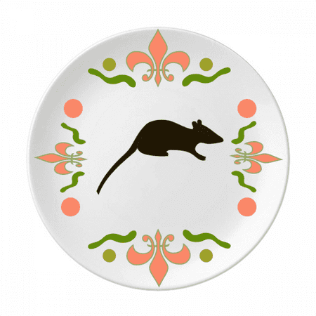 

Black Mouse Animal Portrayal Flower Ceramics Plate Tableware Dinner Dish