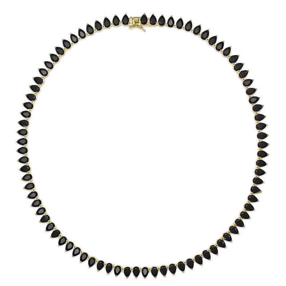 Black Onyx Tennis Necklace,14K Gold Plated Onyx Necklace Bridal Wedding Anniversary Gift Silver Gold Necklace, Gift for Mother Wife Love