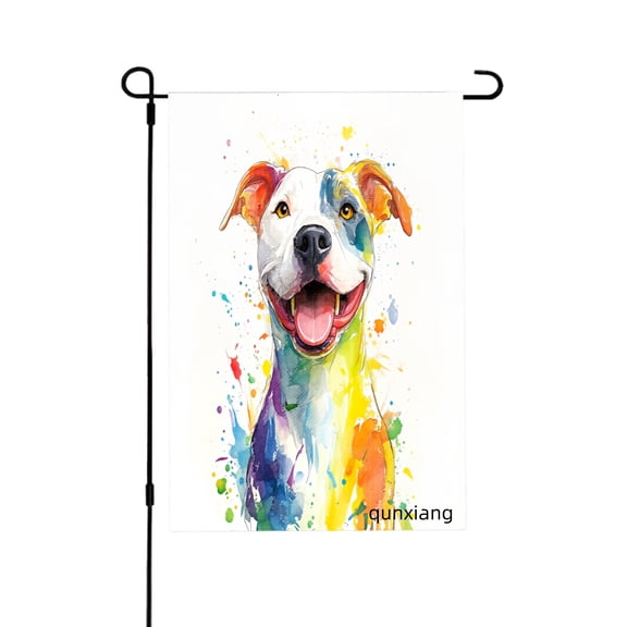 Amhnf Colorful Dog Art Garden Flag For Home Outdoor Garden Yard Decor 12x18 inch