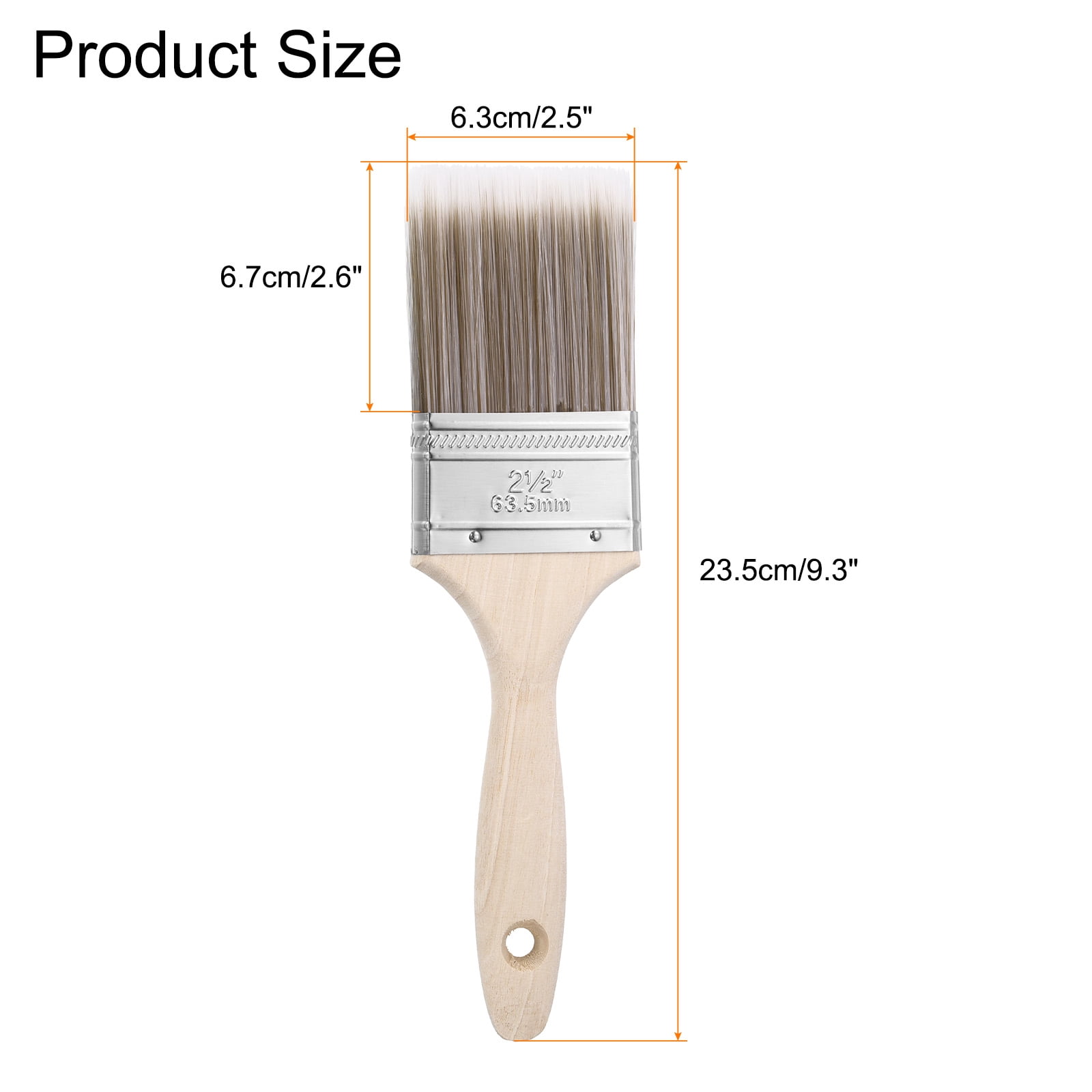 Uxcell 16Pcs Paint Brushes 2.5" Flat Paint and Chip Brushes for DIY Paint Flat Art Deck Wall Trim, Brown