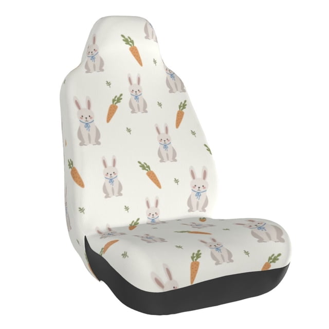 Wukai Retro Rabbit Full Set Car Seat Covers with Soft Padding Universal Auto Front Seats Protector and Cushion Mat