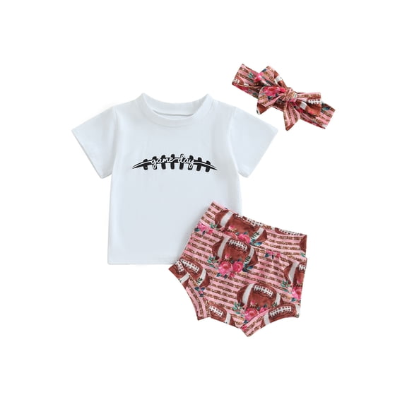 Bagilaanoe 2pcs Newborn Baby Girl Short Pants Set Short Sleeve Letter Print T Shirt Tops   Shorts   Headband 3M 6M 9M 12M 18M Infant Casual Summer Outfits
