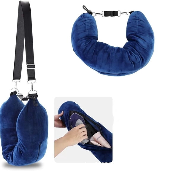 XIBUFE Stuffable Travel Pillow, Adjustable Neck Support, Velvet Fabric, Lightweight and Portable, Ideal for Airplanes, Cars, Trains, Perfect for Travel Comfort Airplane Travel Pillow