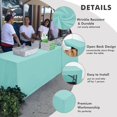 thumbnail image 3 of SHILIU-2 Pack Fitted Tablecloth for 4 Foot Tables - Aqua Open Back Folding Table Cover - Washable & Wrinkle Resistant - Trade Show, Book Fair, Career Fair, Convention, Events, 3 of 4