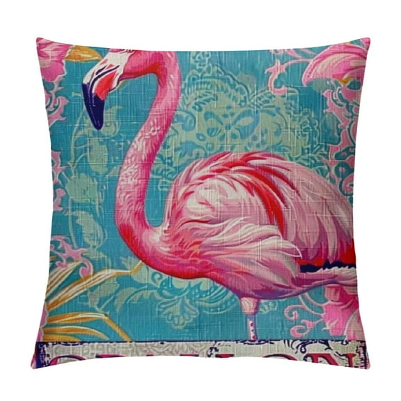 BCIIG Flamingo Throw Pillow Covers Vintage Animal Pink Bird with Welcome Word Pillow Case Cushion Cover Cotton Linen Outdoor Decor Sofa Home Pillow Covers