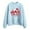 Sky Blue, variant on Valentines Day Womens Large Solid Sweater Print Round Neck Long Sleeve Pullover Top