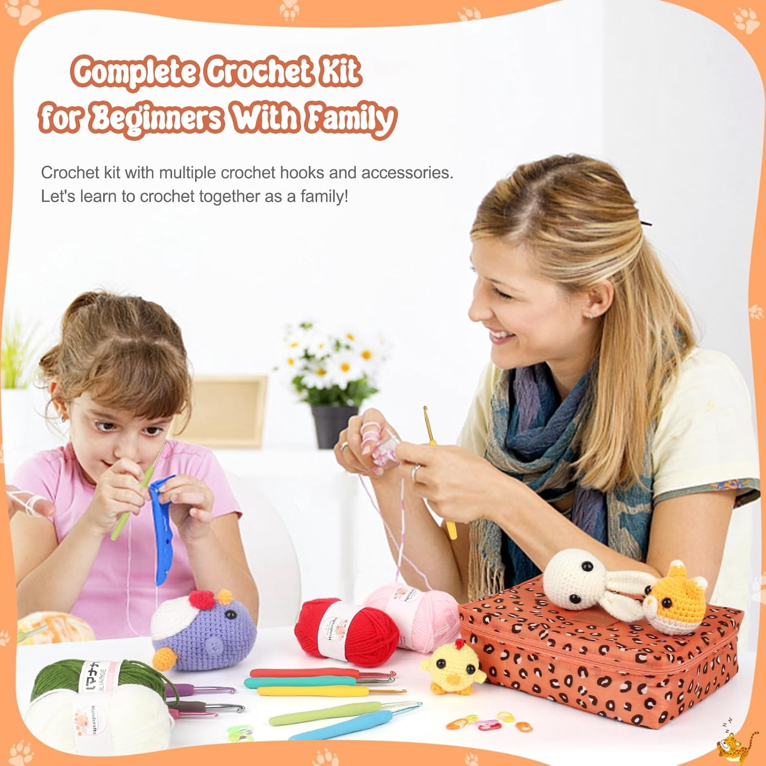 ZeenArt Crochet Kit for Beginner, 58 Pcs Portable Crochet Hook Set Carry Bag, Knitting Starter Kit for Adults
