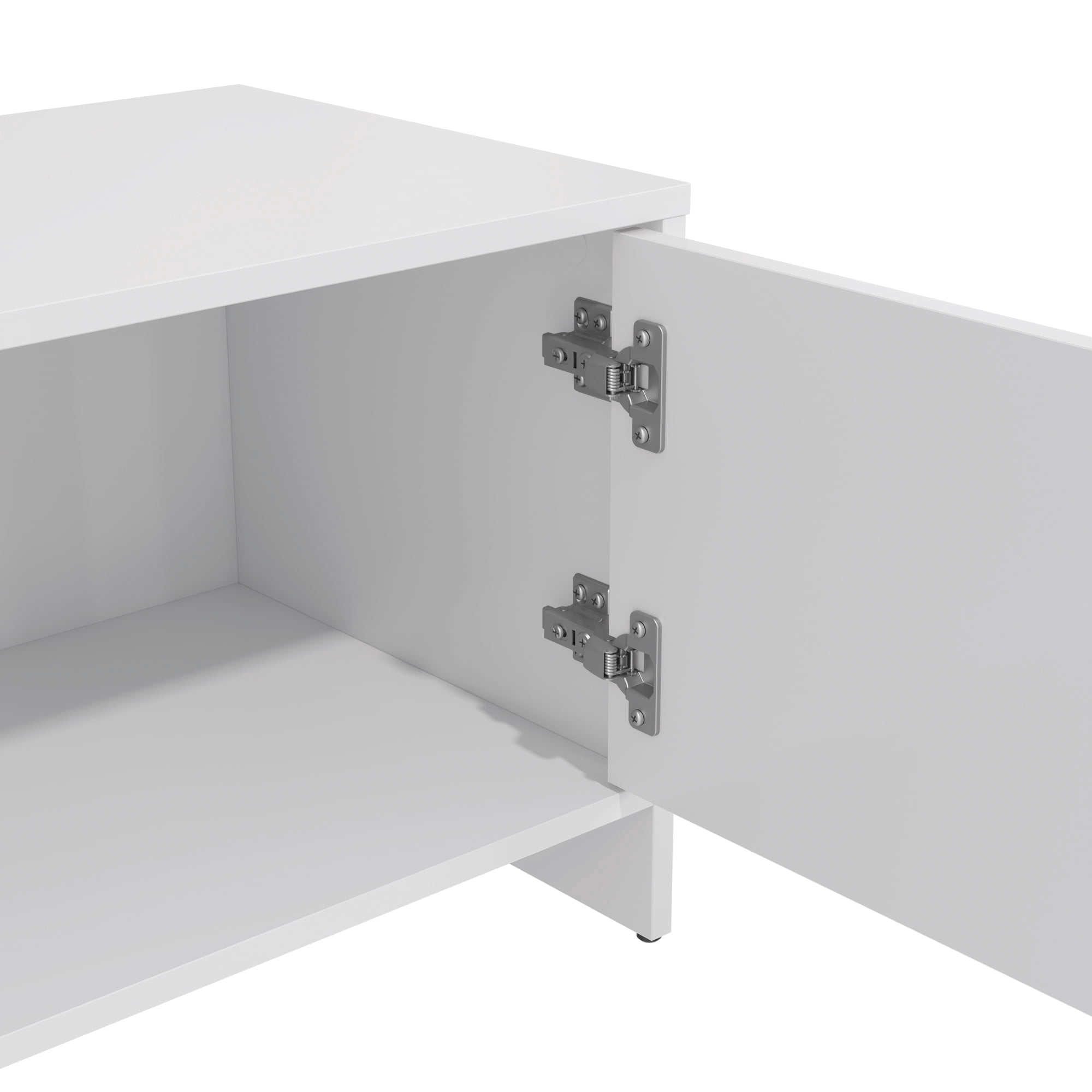 Kappesberg Milan White 59.05" W TV Stand Modern Entertainment Center with 2-Doors and Open Shelves Media Console for Living Room for Adults and Teens