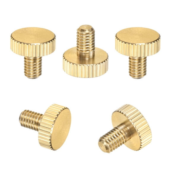 Uxcell 5-Pack Knurled Thumb Screws, M5x8mm Solid Brass Flat Head Knobs Bolts