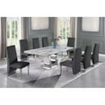 thumbnail image 4 of Silver Stainless Steel 9 Piece Dining Set with Marble Table and Gray Chairs, 4 of 4